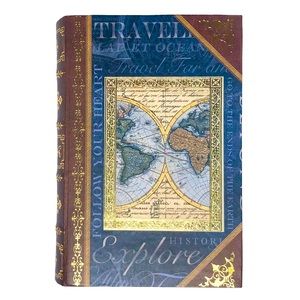 Punch Studio Vintage Blue Map Decorative Petite Book Box (73405)